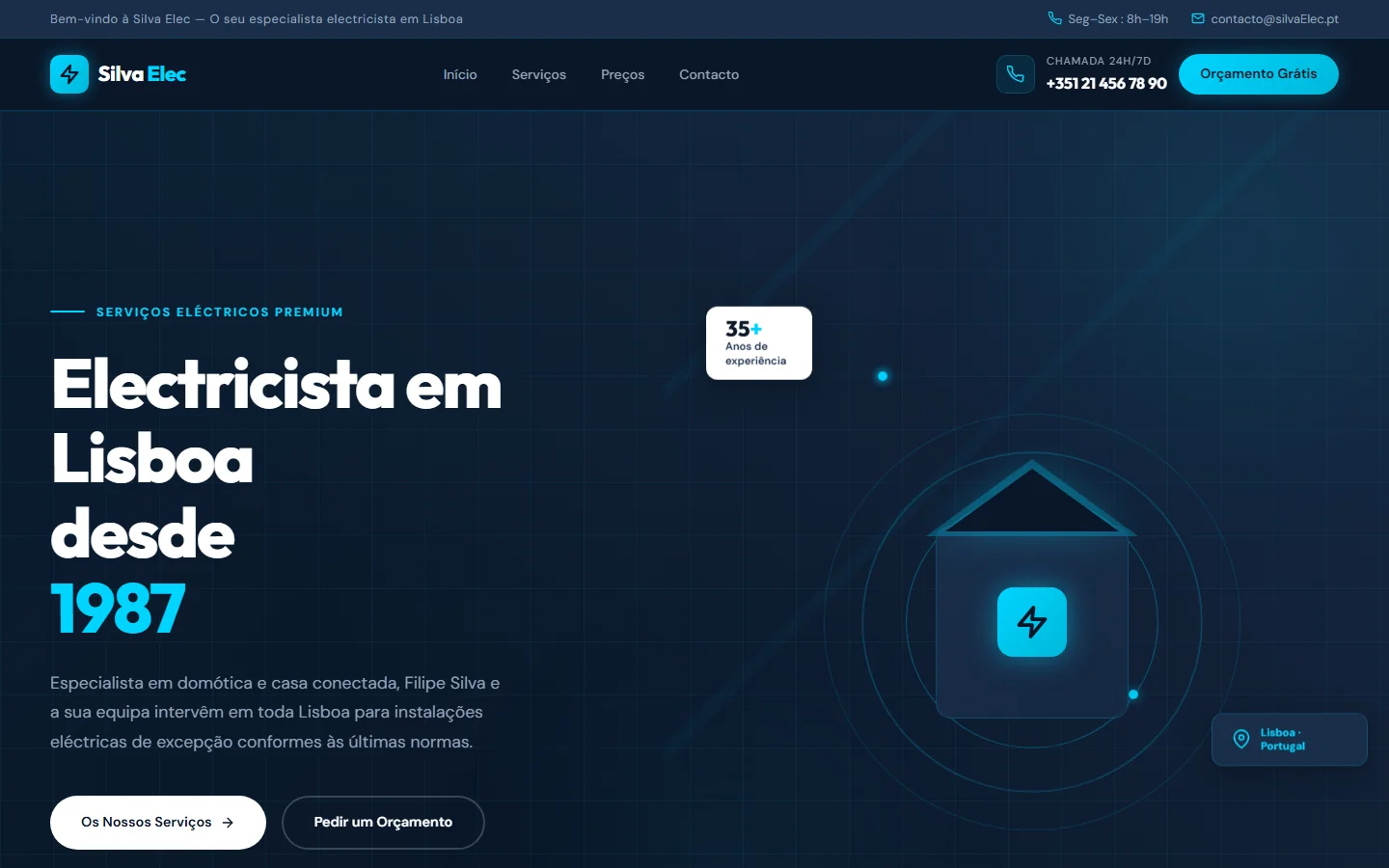 Exemplo de site web — Eletricista (1)