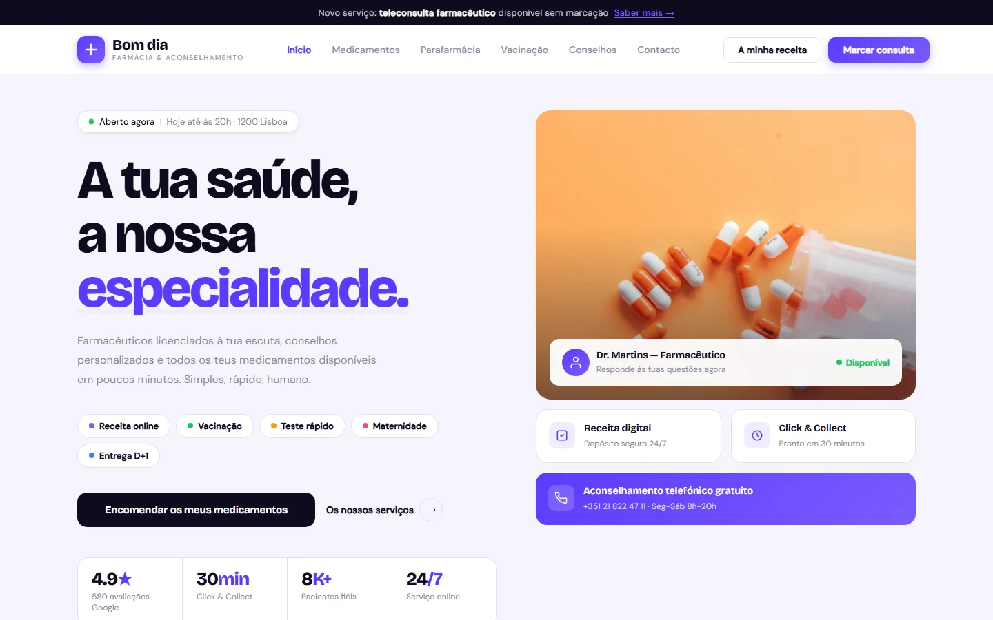 Exemplo de site web — Farmácia (2)